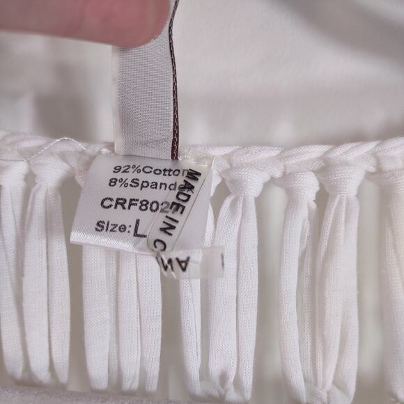 Elan Macramé Vest with Fringe and Beads, Size Large - Picture 7 of 9